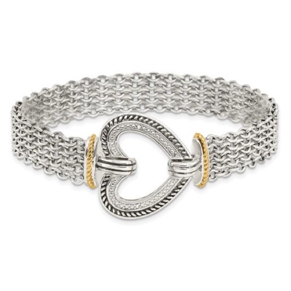 New with tags Shey Couture Sterling Silver with 14K  Diamond Heart Bracelet
